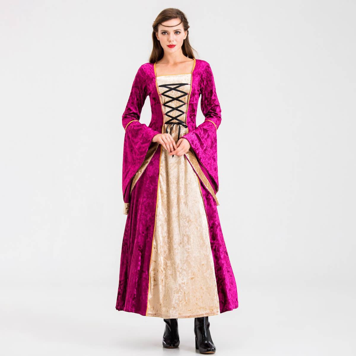 HALLOWEEN RETRO PALACE QUEEN PRINCESS LONG DRESS_CWMM1519