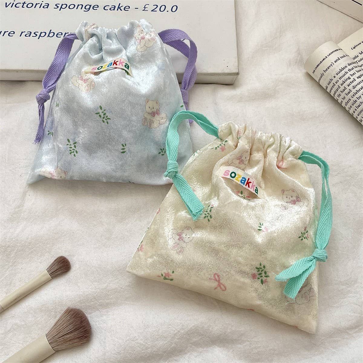 Cwab5786_Cartoon Bear Drawstring Coin And Sundries Bag