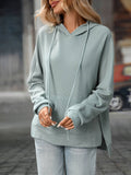 Waffle Knitted Pullover Long-Sleeved Sweatshirt