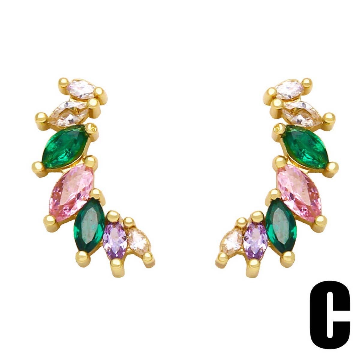 RETRO PERSONALIZED COLORED ZIRCON EARRINGS_CWAJE1001