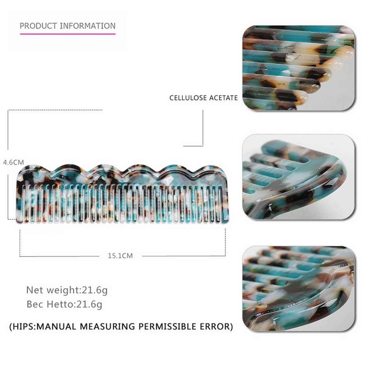 GRADIENT TEETH ACETATE COMB LEOPARD PRINT HAIRCOMB_CWAHA4192