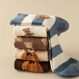 CUTE SIMPLE BROWN BEAR PATTERN CREW SOCKS_CWMS0950