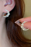 Women Simple And Sweet Zircon Moon Earrings