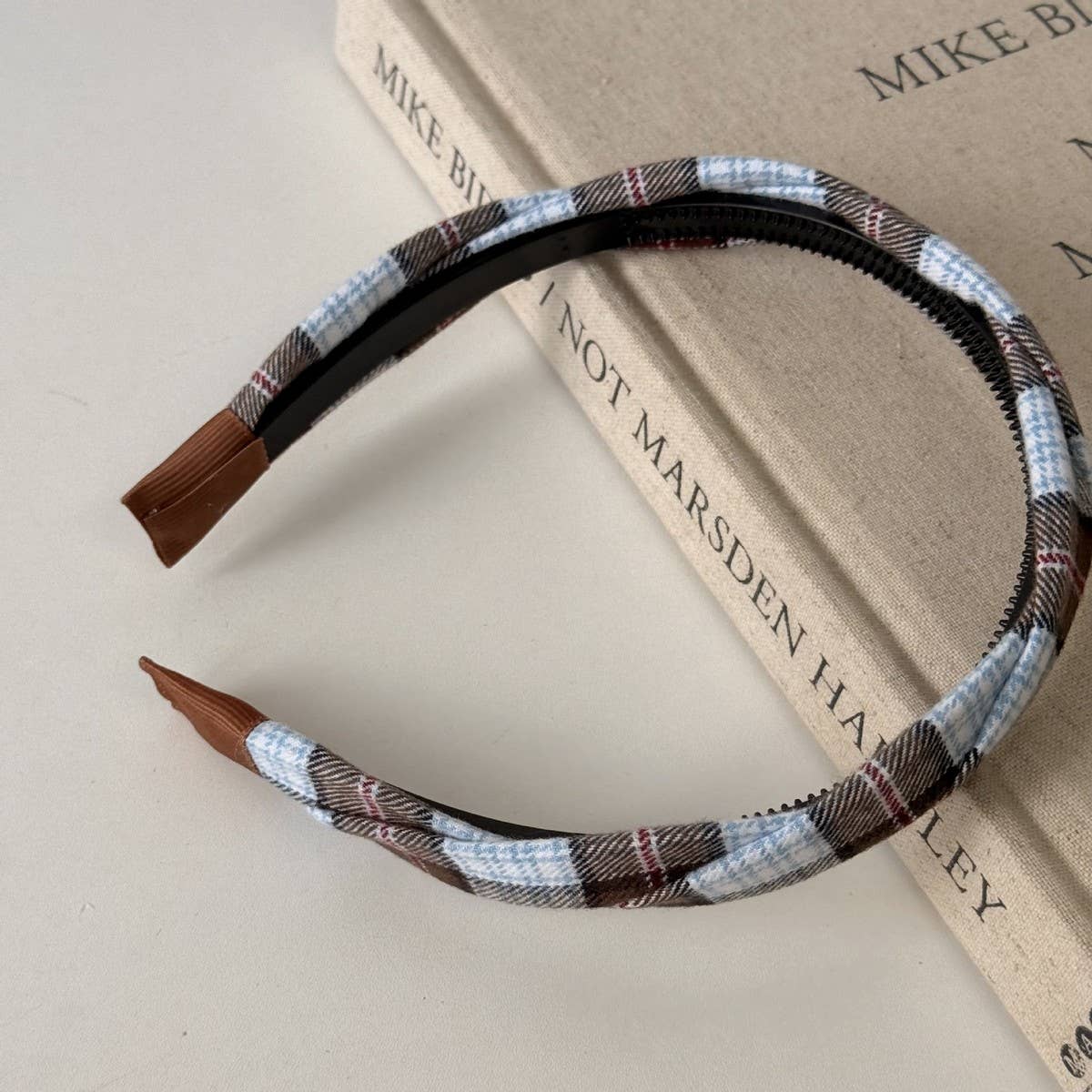 Plaid Buckle Headband College Autumn Style_Cwaha08166