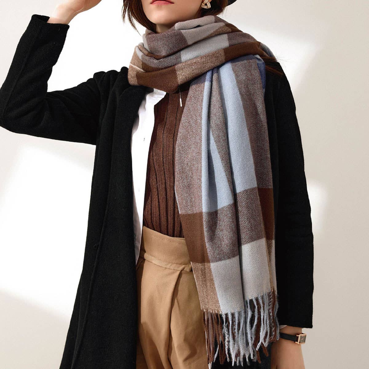 2025 FASHION PLAID TASSEL SCARF WINTER WARMTH_CWASC0185