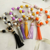 SILICONE BEAD TASSEL KEYCHAIN WITH WOODEN BEADS_CWAB5078