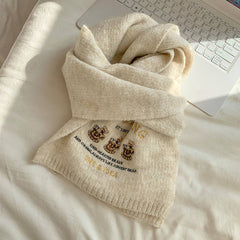 BEAR WOOL SCARF SOFT KNITTED WINTER NECK SCARF_CWASC1505