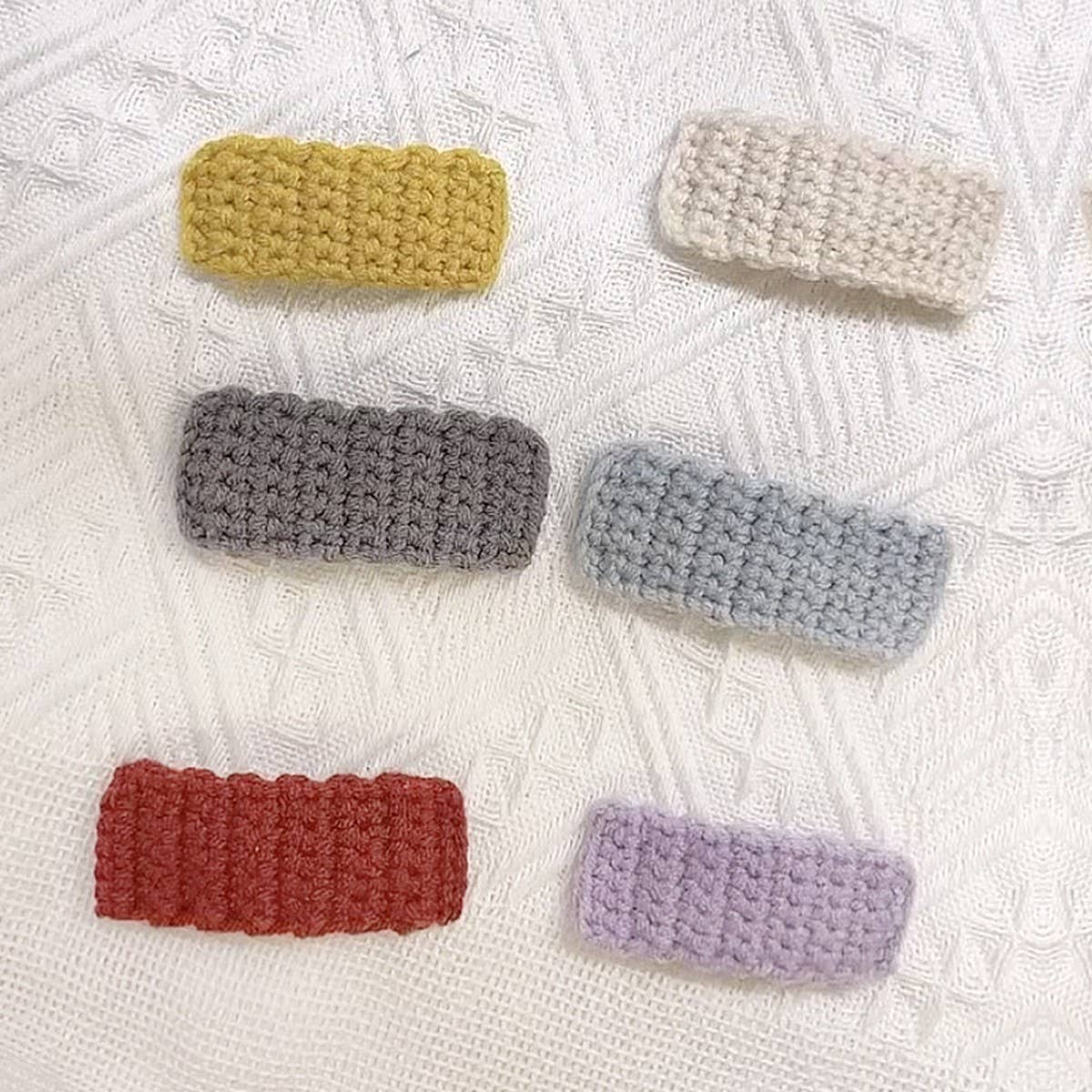 RECTANGULAR HAIR CLIP HANDMADE CROCHET YARN PIN_CWASC0836