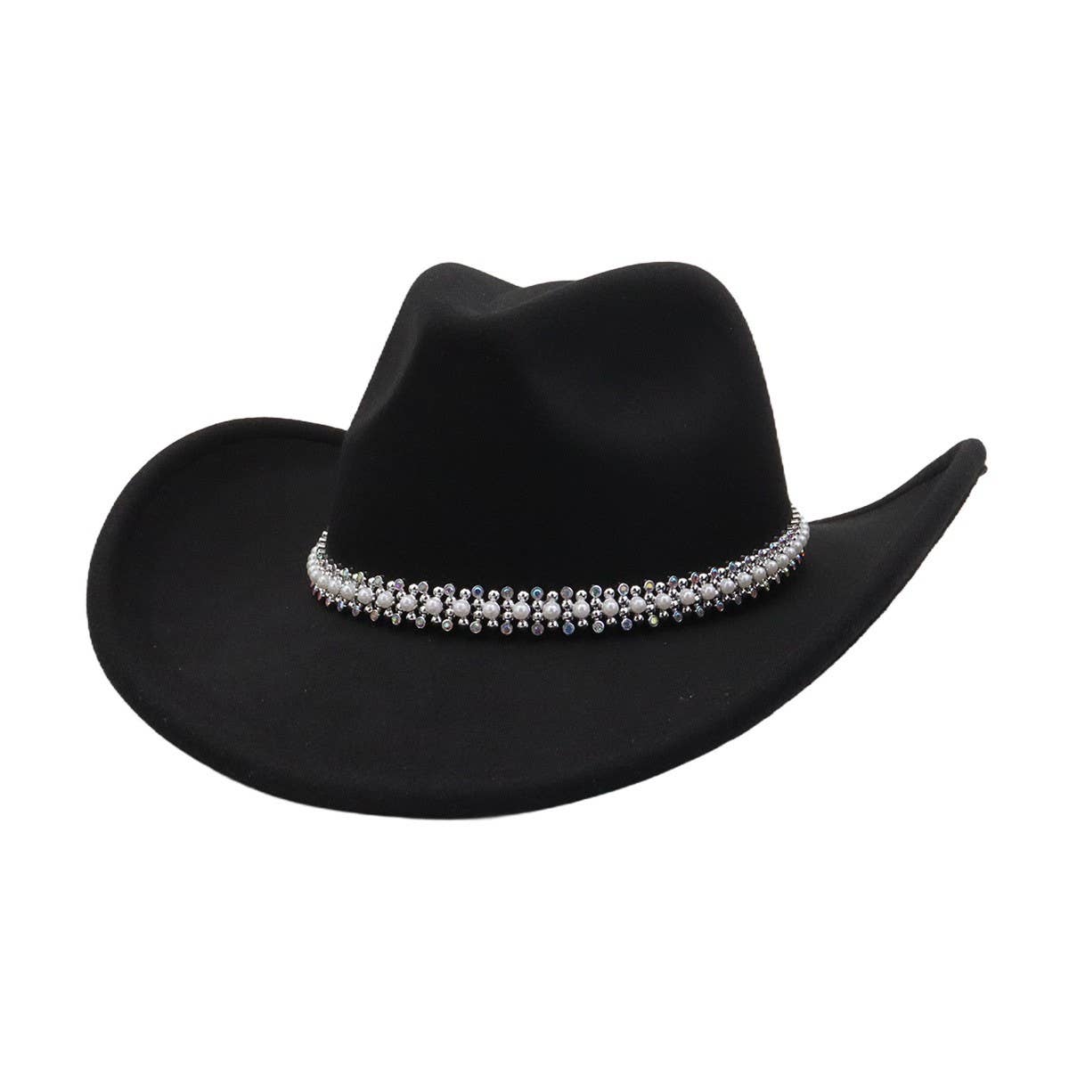 Western Ethnic Felt Cowboy Fedora Hat_Cwah04374