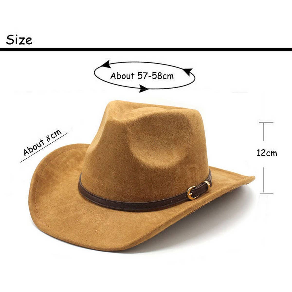 SUEDE HAT WITH LEATHER BELT WESTERN COWBOY HAT_CWAH2513