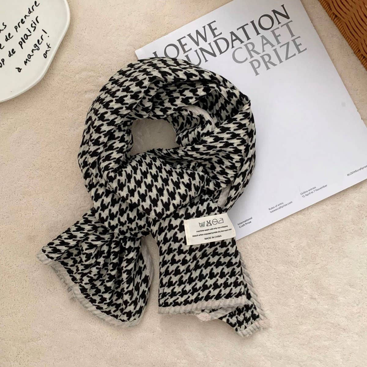Trendy Houndstooth Scarf Winter Shawl_Cwasc02983