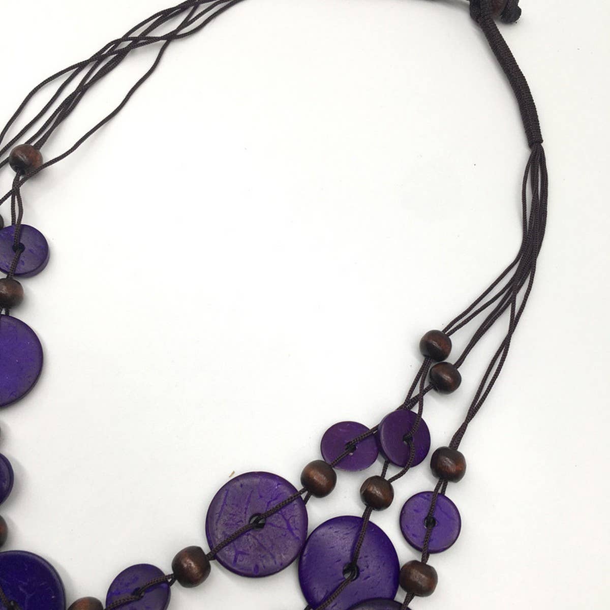 HANDMADE COCONUT WOOD BEADED MULTI LAYER NECKLACE_CWMM4569