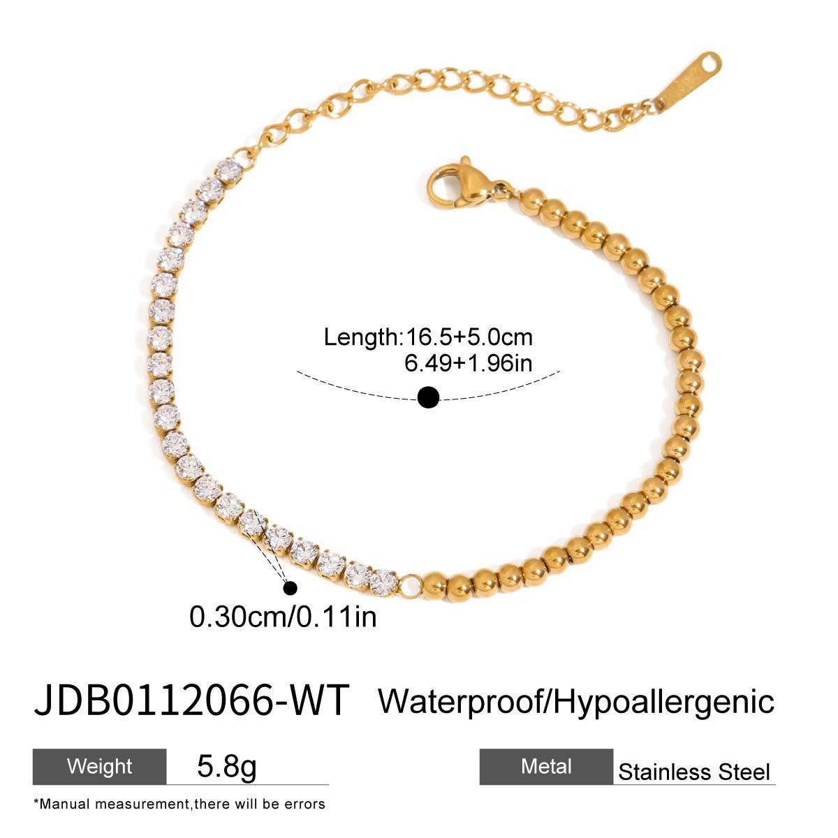 18K GOLD WHITE ZIRCON TENNIS BRACELET STEEL_CWAJE4842