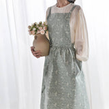 EXTENDED FLORAL PRINT LINEN APRONS WITH POCKETS_CWMM3304
