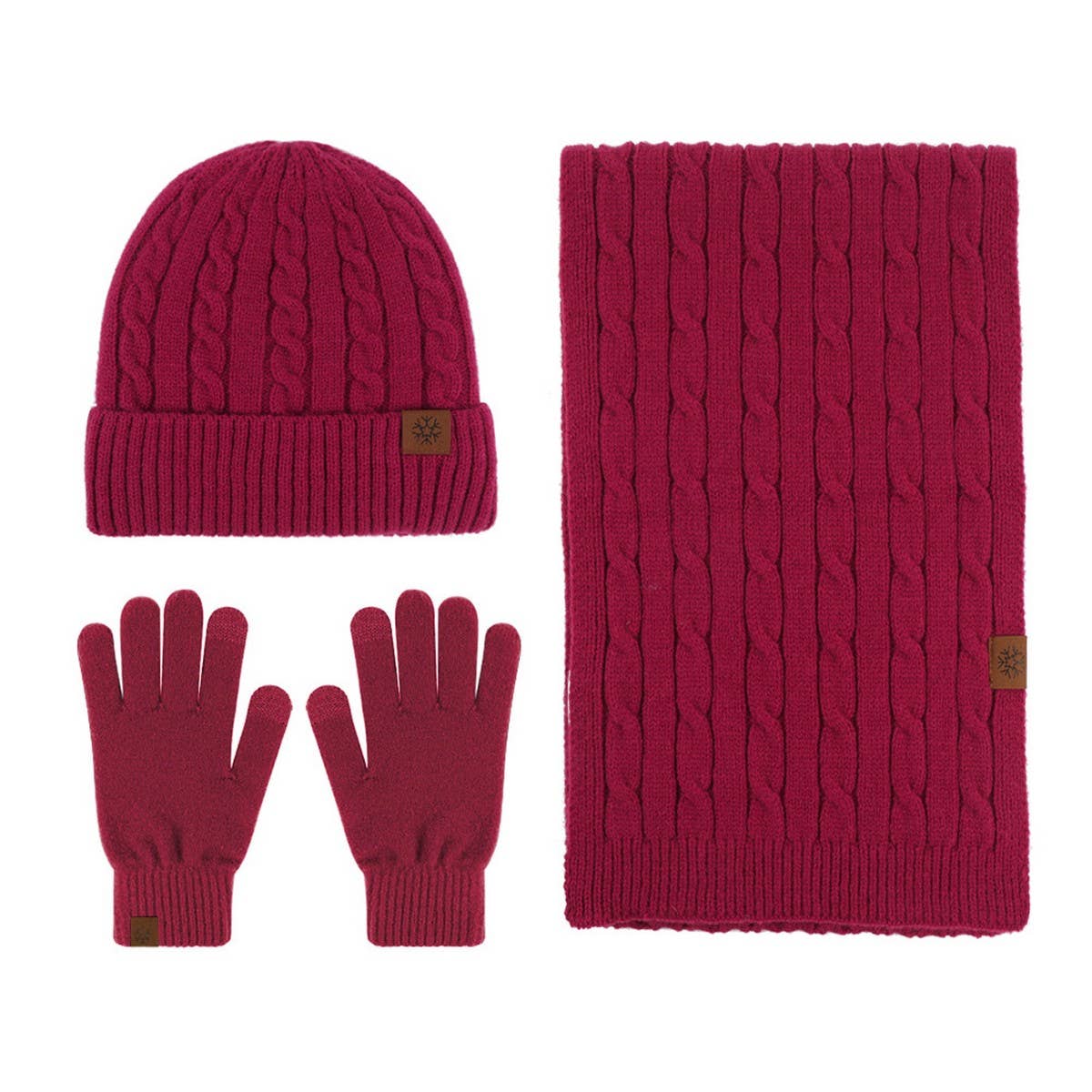NEW KNITTED HAT SCARF AND GLOVES THREE PIECE SET_CWMM2777