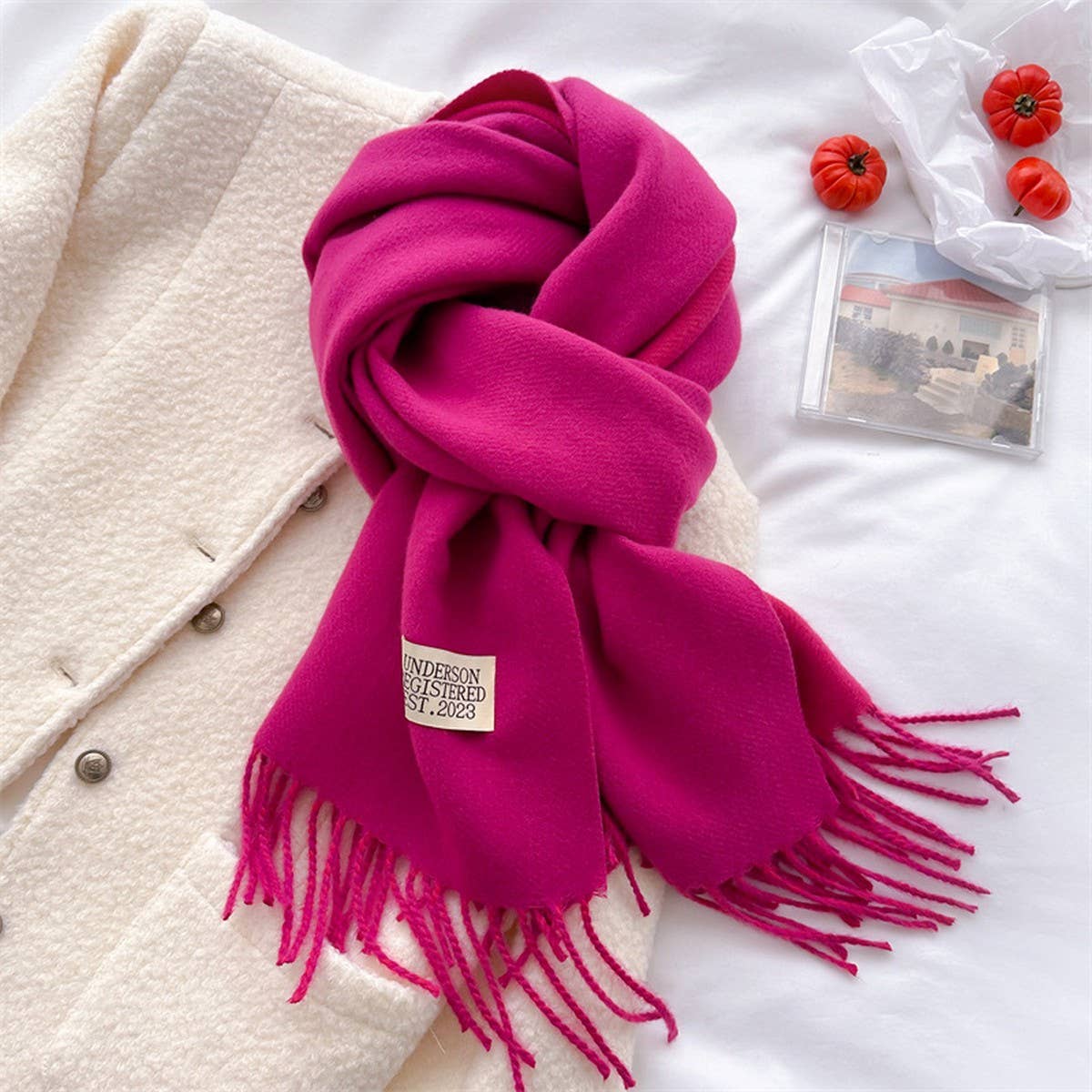 DOUBLE SIDED FAUX CASHMERE SCARF SOLID COLOR SHAWL_CWASC0968