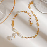 18K GOLD PEARL PAPERCLIP ANKLET STAINLESS STEEL_CWAJE4848