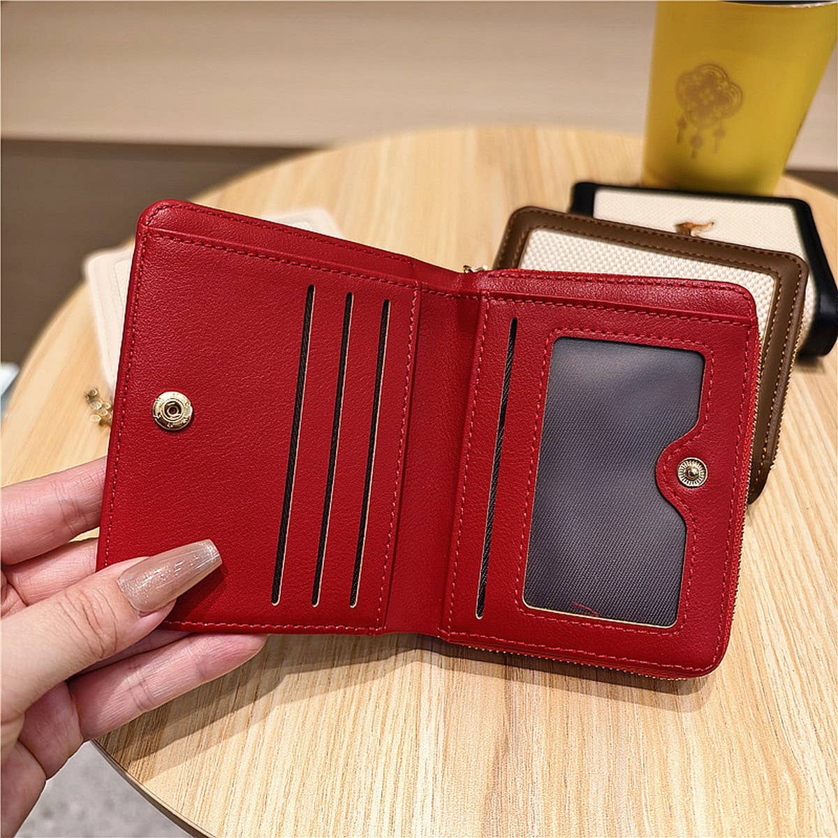 Cute Embroidered Dachshund Zip Bifold Wallet_Cwab06201