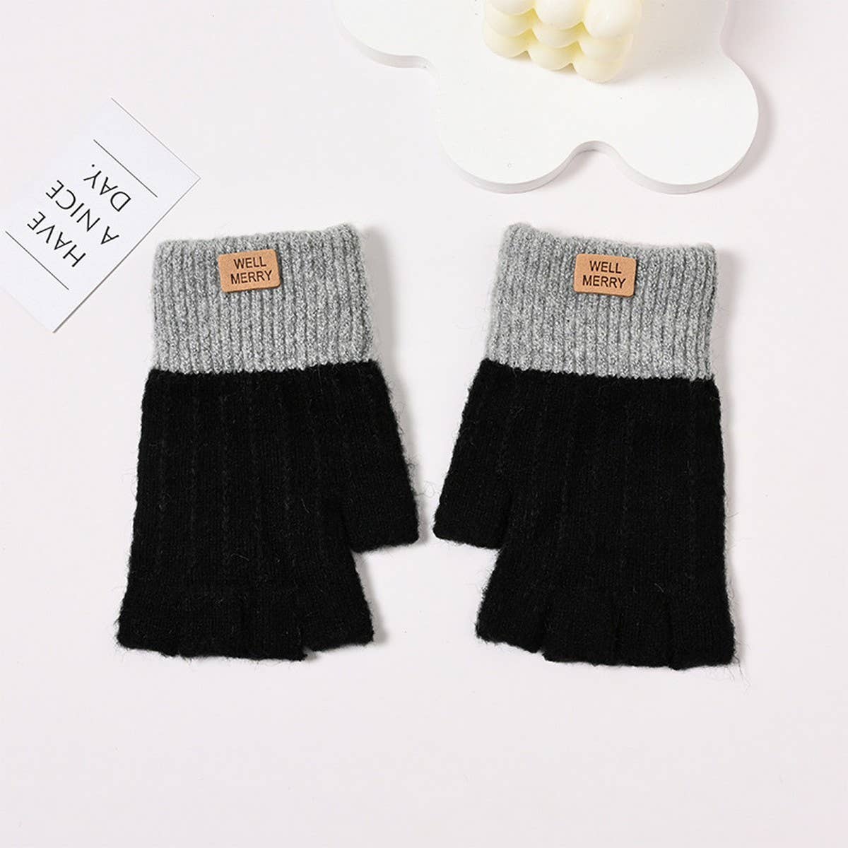 Women'S Autumn And Winter Half Finger Wool Gloves_Cwag0176