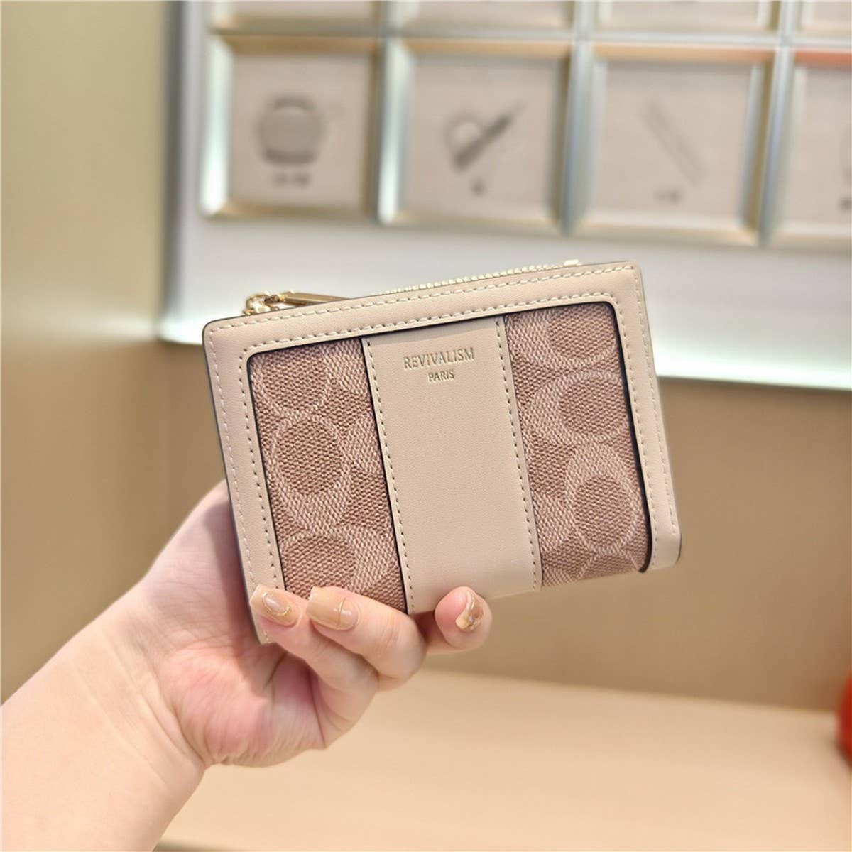Geometric Pattern Bifold Zip Snap Wallet For Women_Cwab06204