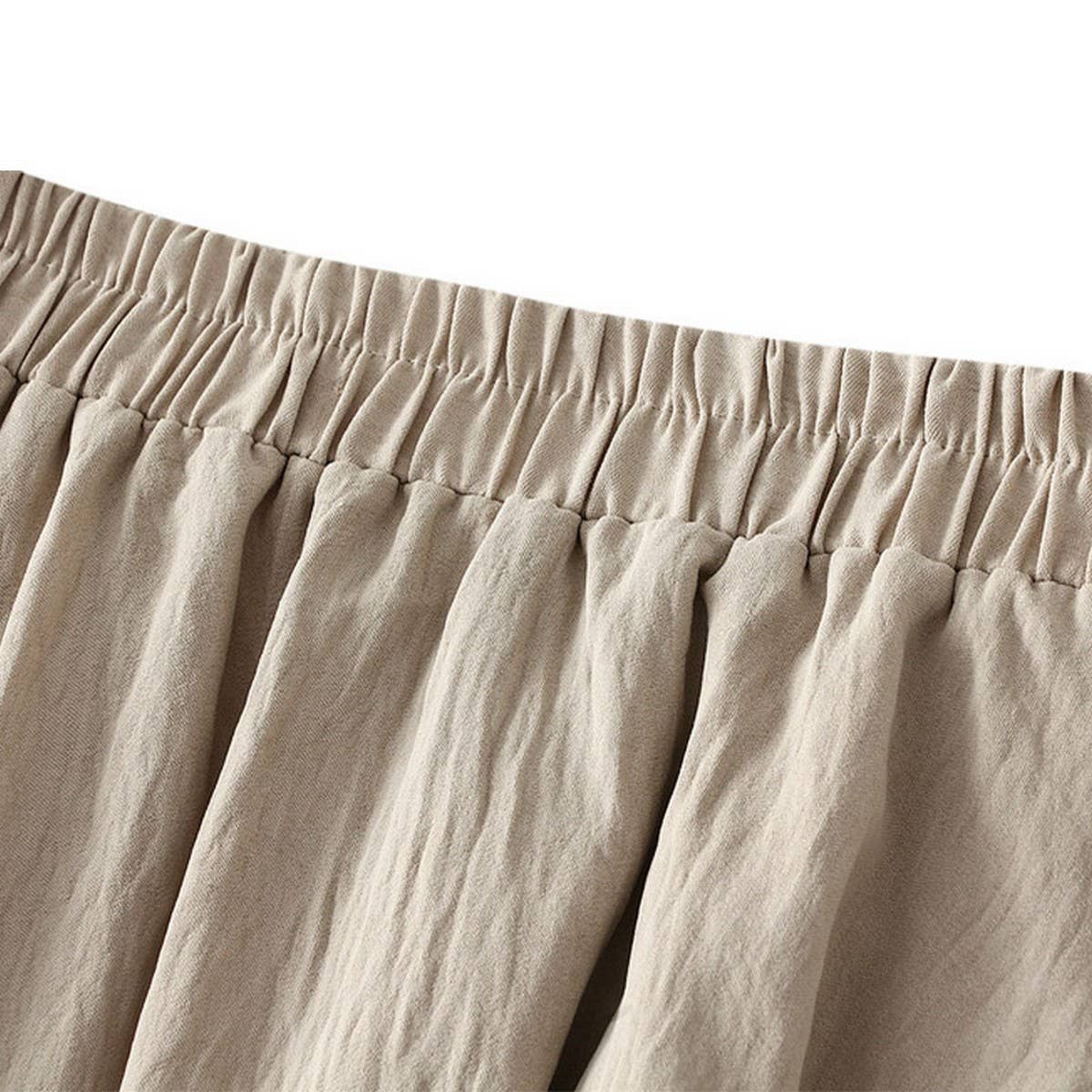 HIGH WAIST A LINE LOOSE FIT FLOWY MIDI SKIRT_CWBMS0332