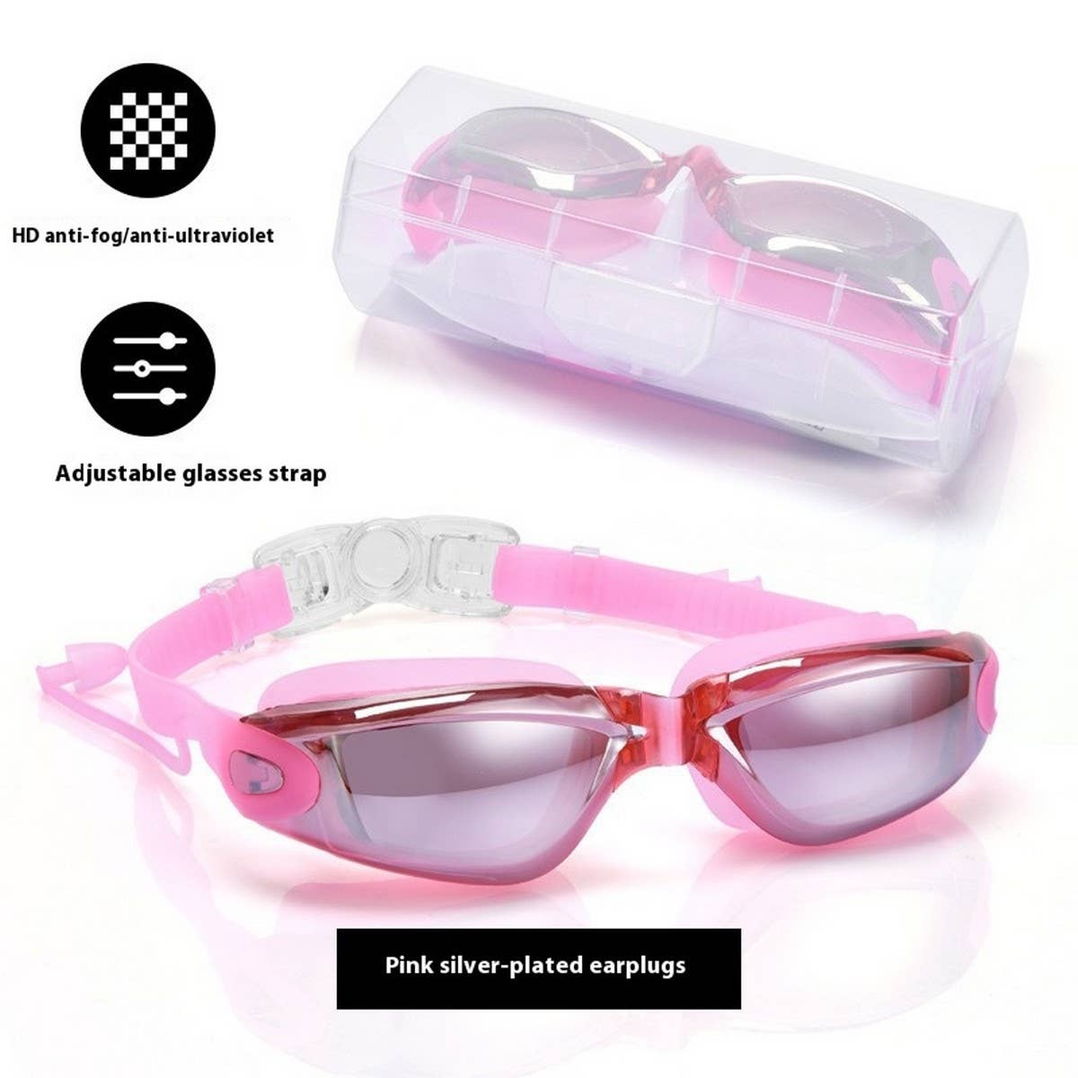 SILICONE RACING SWIM GOGGLES HD ANTI FOG MIRROR_CWASG1036
