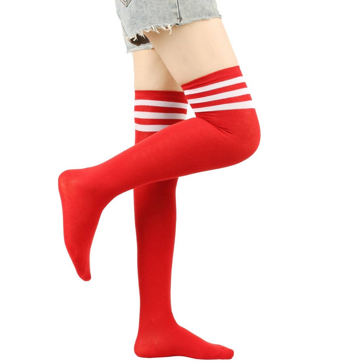 Cwmm10069_Women Three-Stripe Knee-High Socks