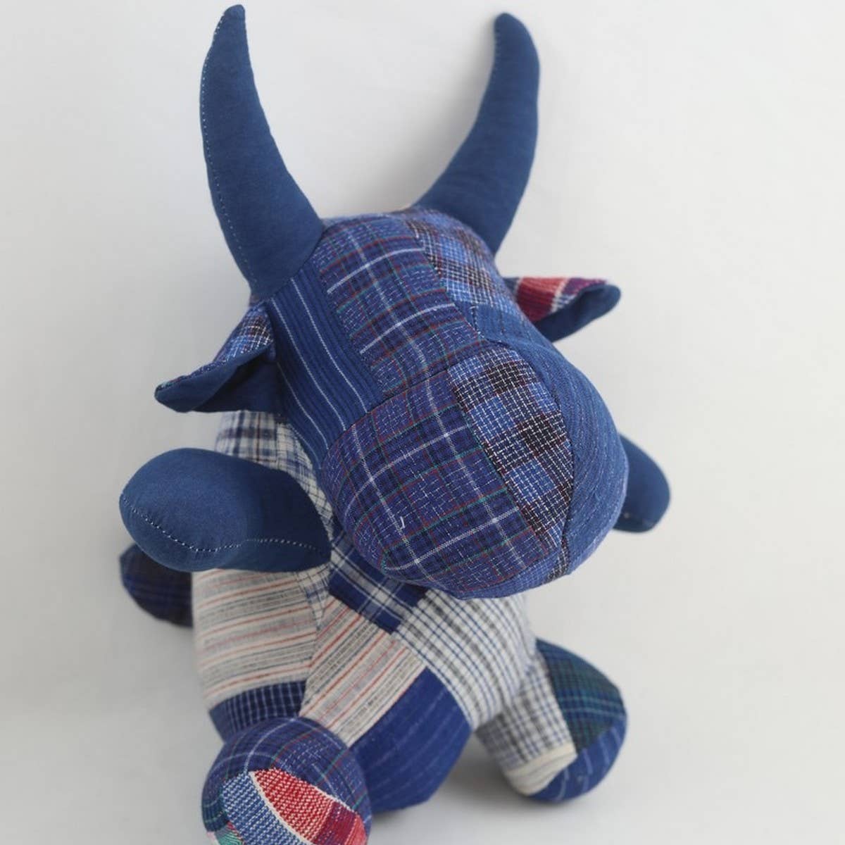 INDIGO DYE HANDMADE PATCHWORK ANIMAL PLUSH TOY_CWMM6040