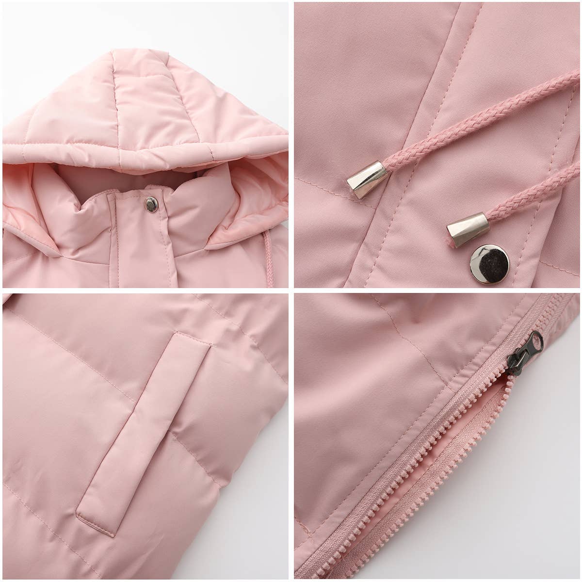 Solid-Color Hooded Sleeveless Cotton-Padded Vest