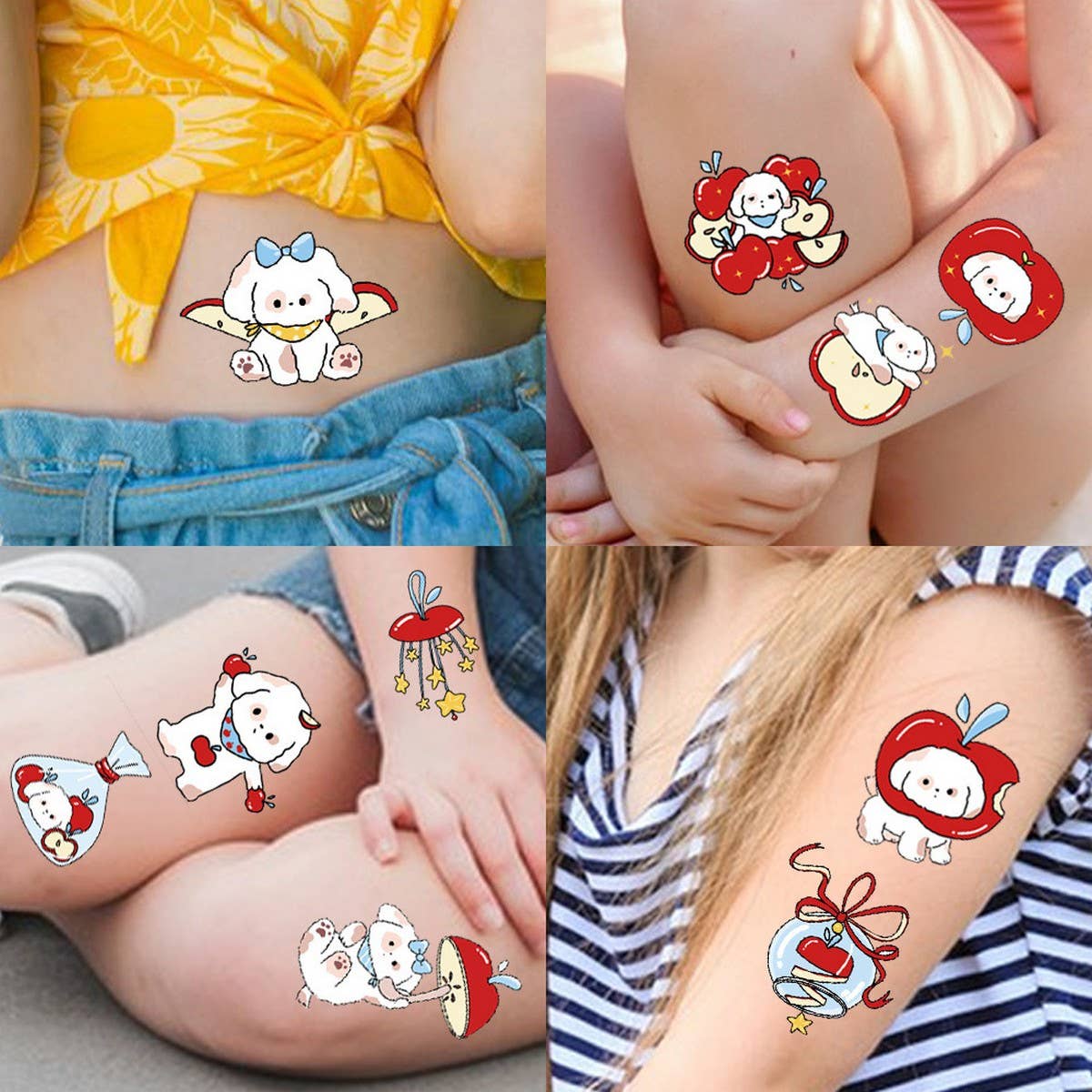 CUTE DOG APPLE TATTOO STICKERS FOR KIDS_CWMM8225