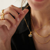 STAINLESS STEEL MULTI LAYERED GEMSTONE NECKLACE_CWMM5733