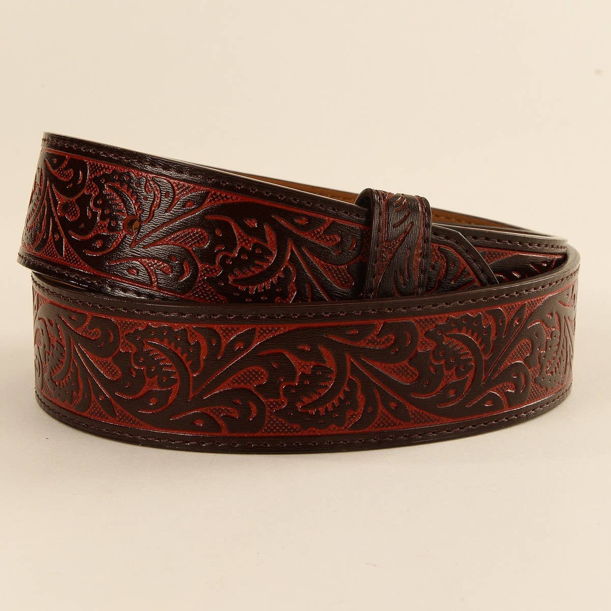Vintage Embossed Distressed Western Belt_Cwmm3937