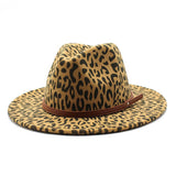 Woolen Leopard Print Hat Jazz Hat Wide Brim Hat_Cwah2570