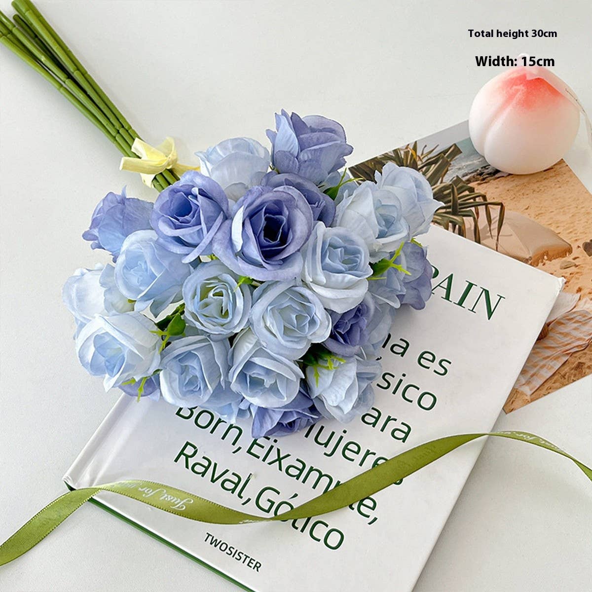 FAUX 27 HEAD ROSE BOUQUET FOR WEDDING HANDHELD_CWMM6585