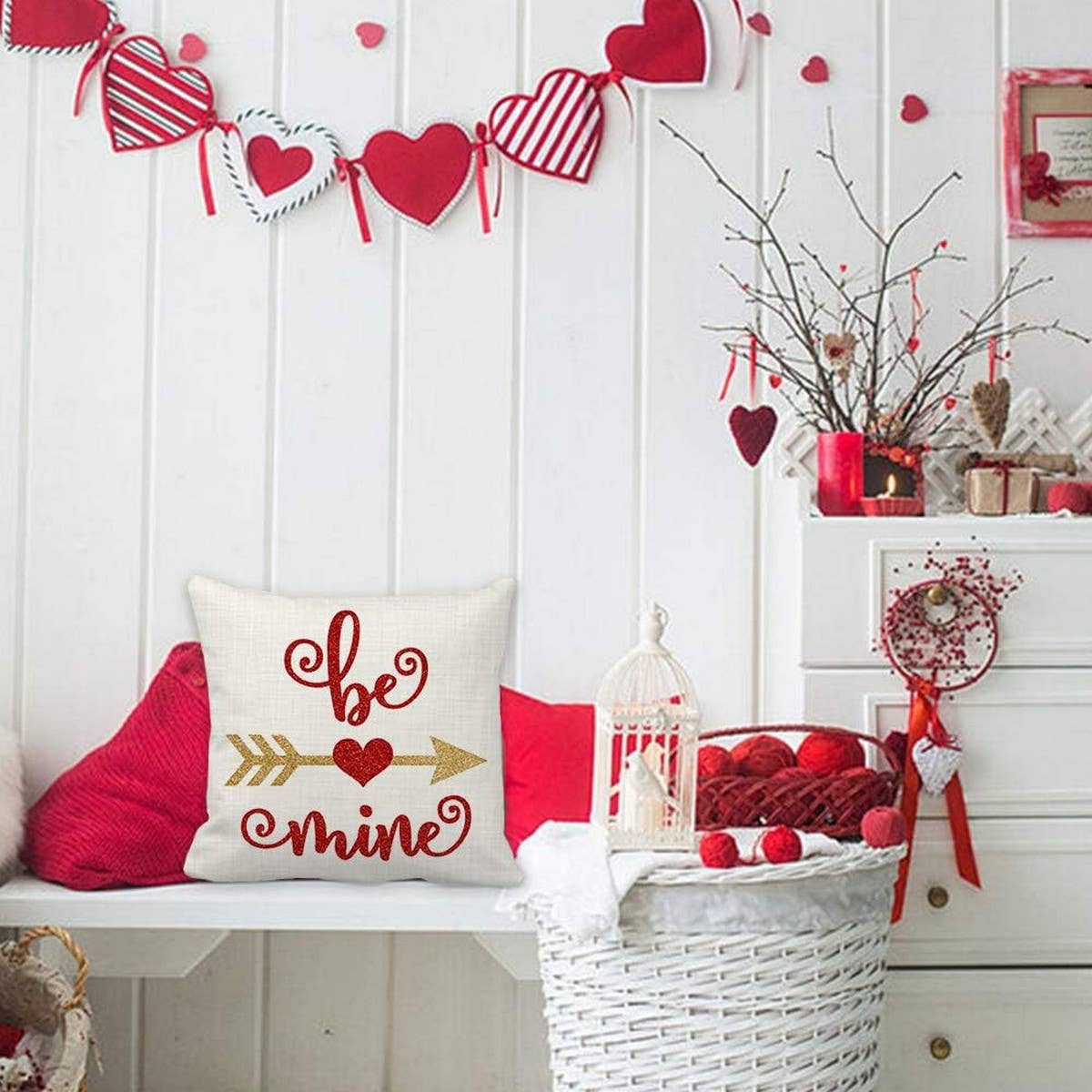 HOME PRINTED RED LOVE PILLOW COVER_CWMM0772