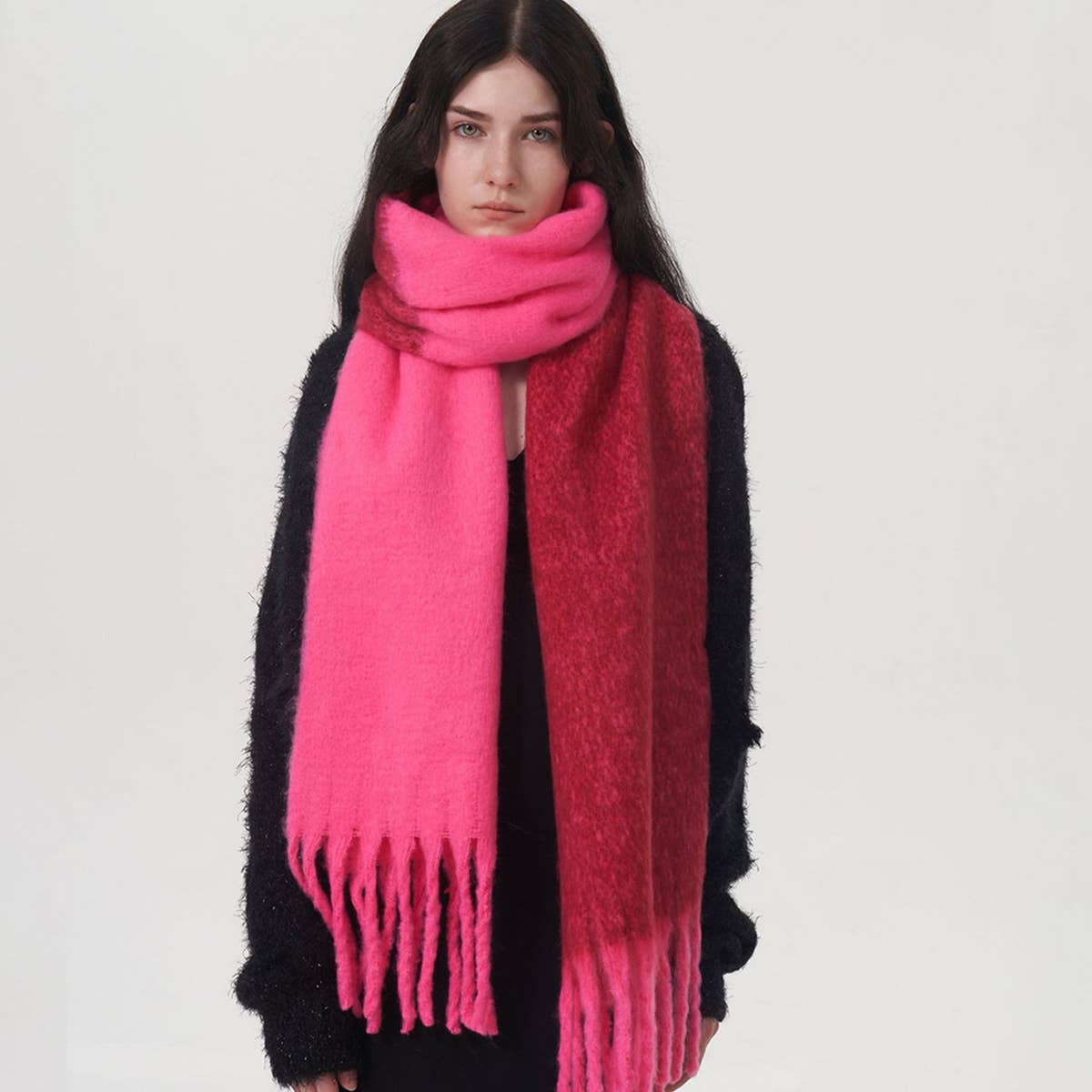 AUTUMN WINTER DOUBLE COLOR FAUX CASHMERE SCARF_CWASC0329