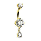 ROUND TEARDROP CZ BELLY RING IN STAINLESS STEEL_CWMM9246