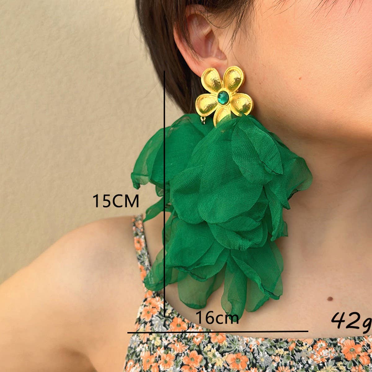 HANDMADE FLORAL TASSEL EARRINGS STATEMENT DROP_CWMM6164