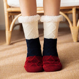 PATCHWORK KNITTED PLAID PLUSH INDOOR SLIPPERS_CWMS0715