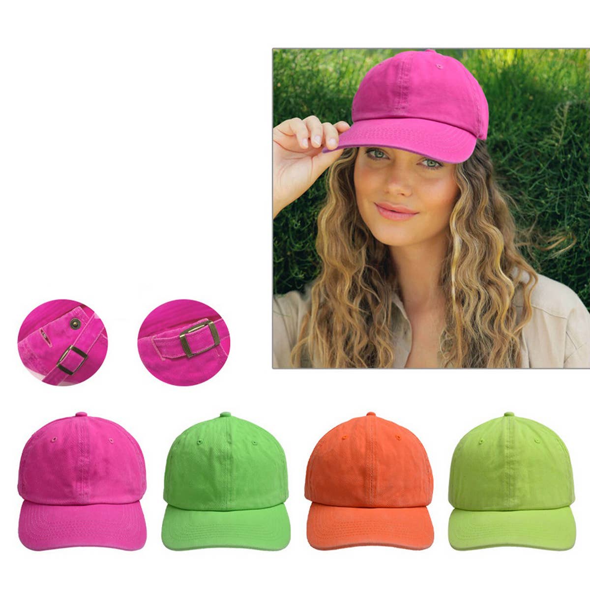 PARENT CHILD NEON BASEBALL CAP SOFT BRIM SUN HAT CWAH1222
