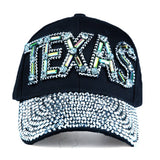TEXAS LETTER RHINESTONE BASEBALL CAP SUN HAT_CWAH1077