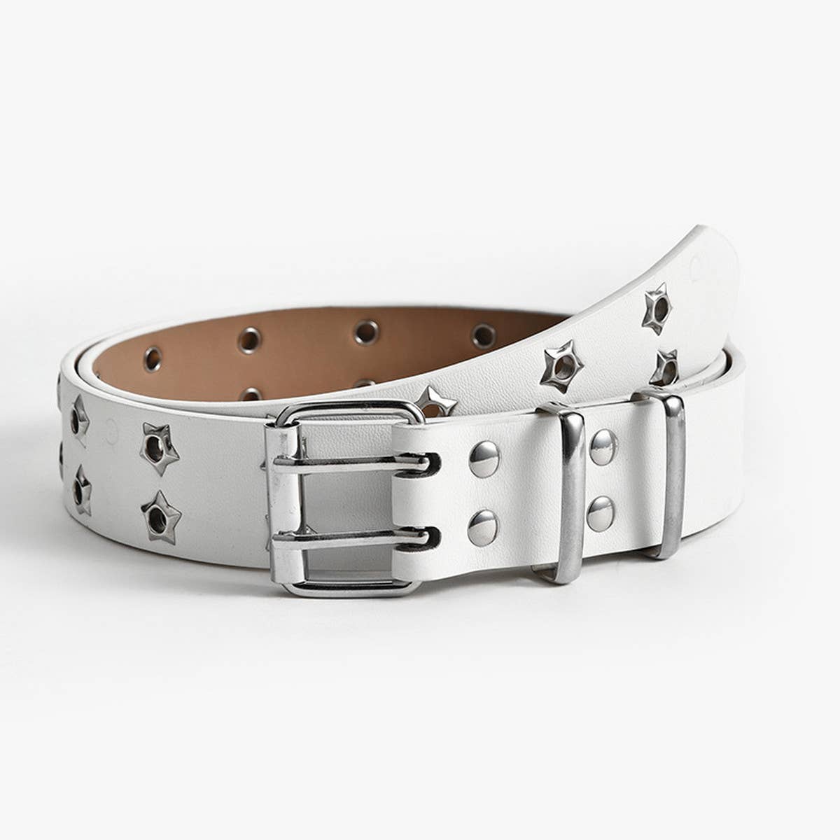Cwabe0871_Double Row Star Eyelet Hollow Punk Belt