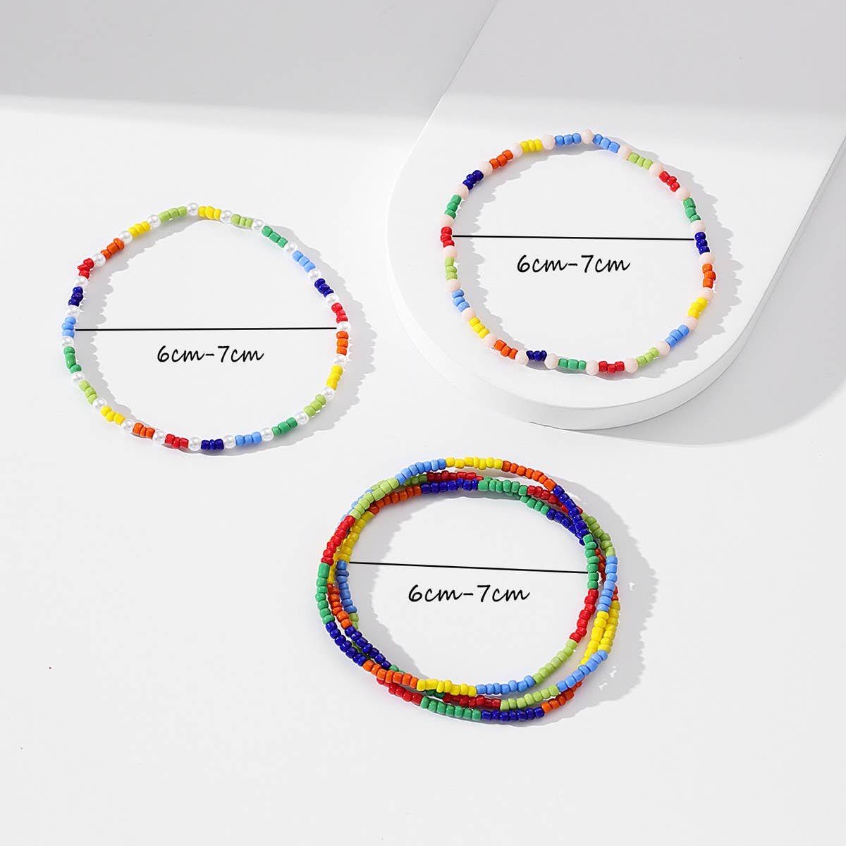 BOHO BEADED ANKLET SET CRYSTAL GLASS BEADS_CWMM6354