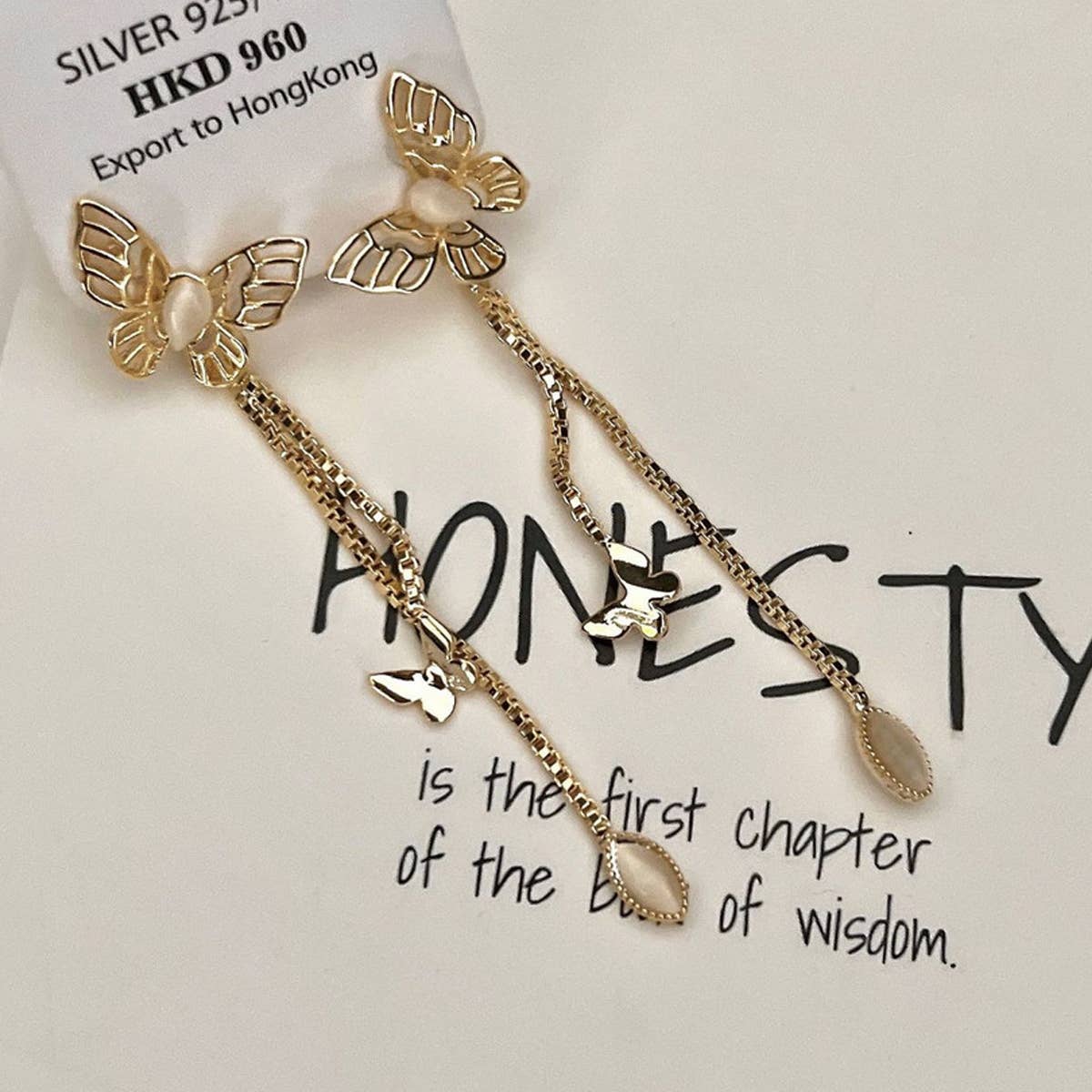 HOLLOW CATS EYE BUTTERFLY PENDANT STUD EARRINGS_CWAJE1328