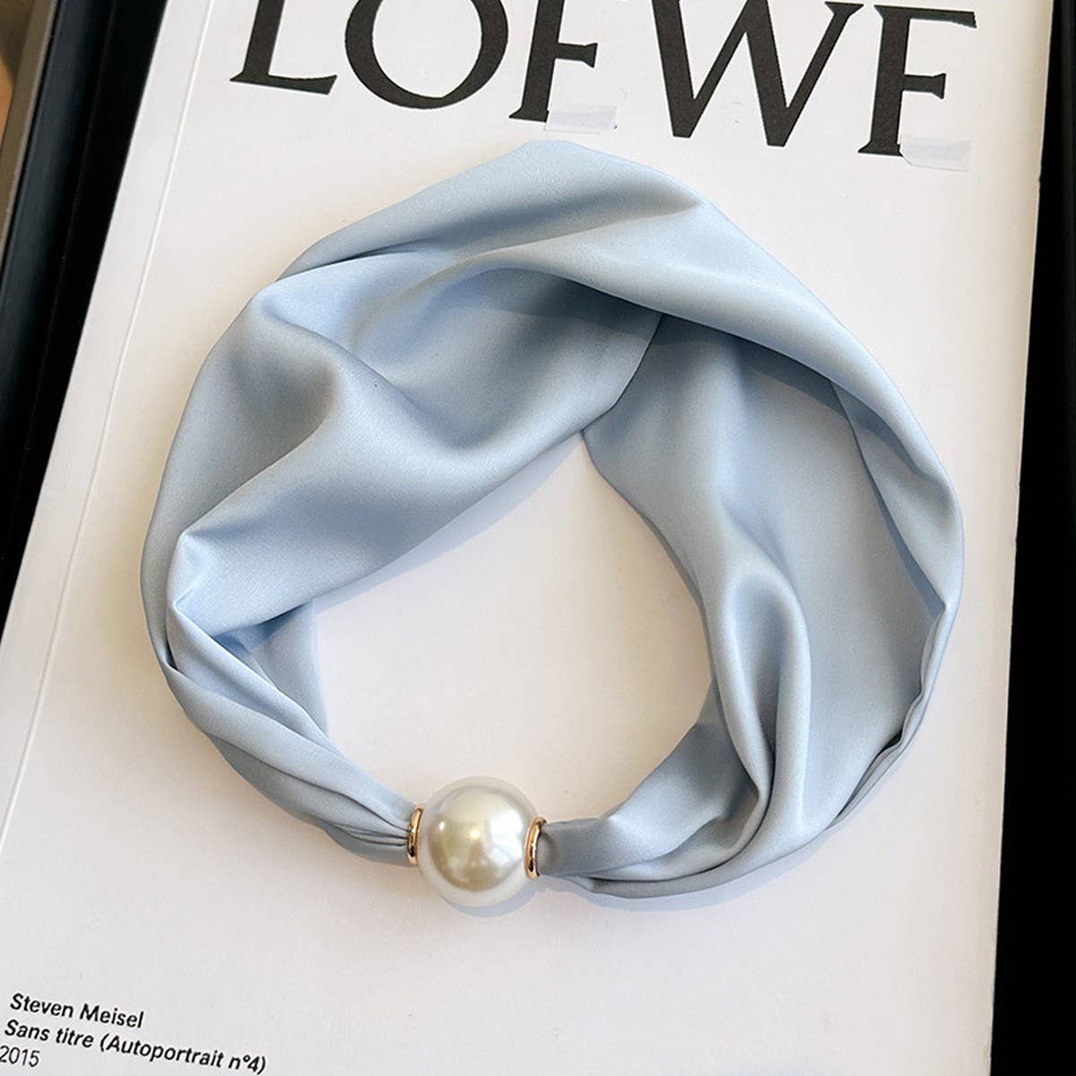 Pearl Magnetic Skinny Silk Neck Scarf_Cwasc03930