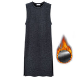 Waistband Sleeveless Tank Dress With Bottom Wrap