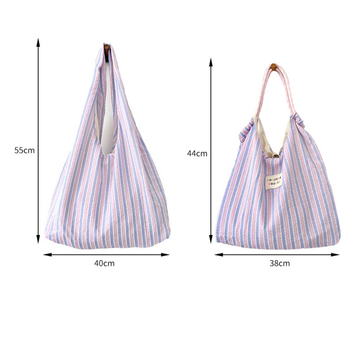 Striped Lightweight Large Capacity Canvas Bag_Cwab3094