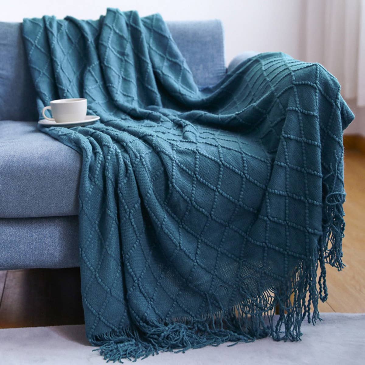 KNITTED TASSEL THIN BLANKET SOFA BLANKET_CWMM0183