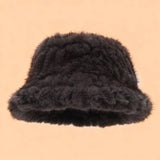Faux Mink Plush Bucket Hat Winter Warm Trendy_Cwah04780