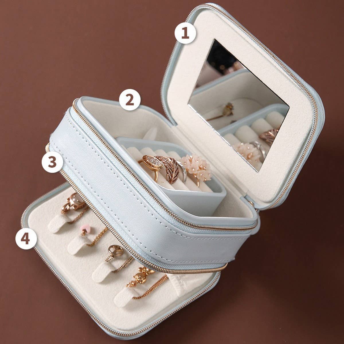 DOUBLE ZIPPER EXQUISITE JEWELRY STORAGE BOX_CWAJE1537